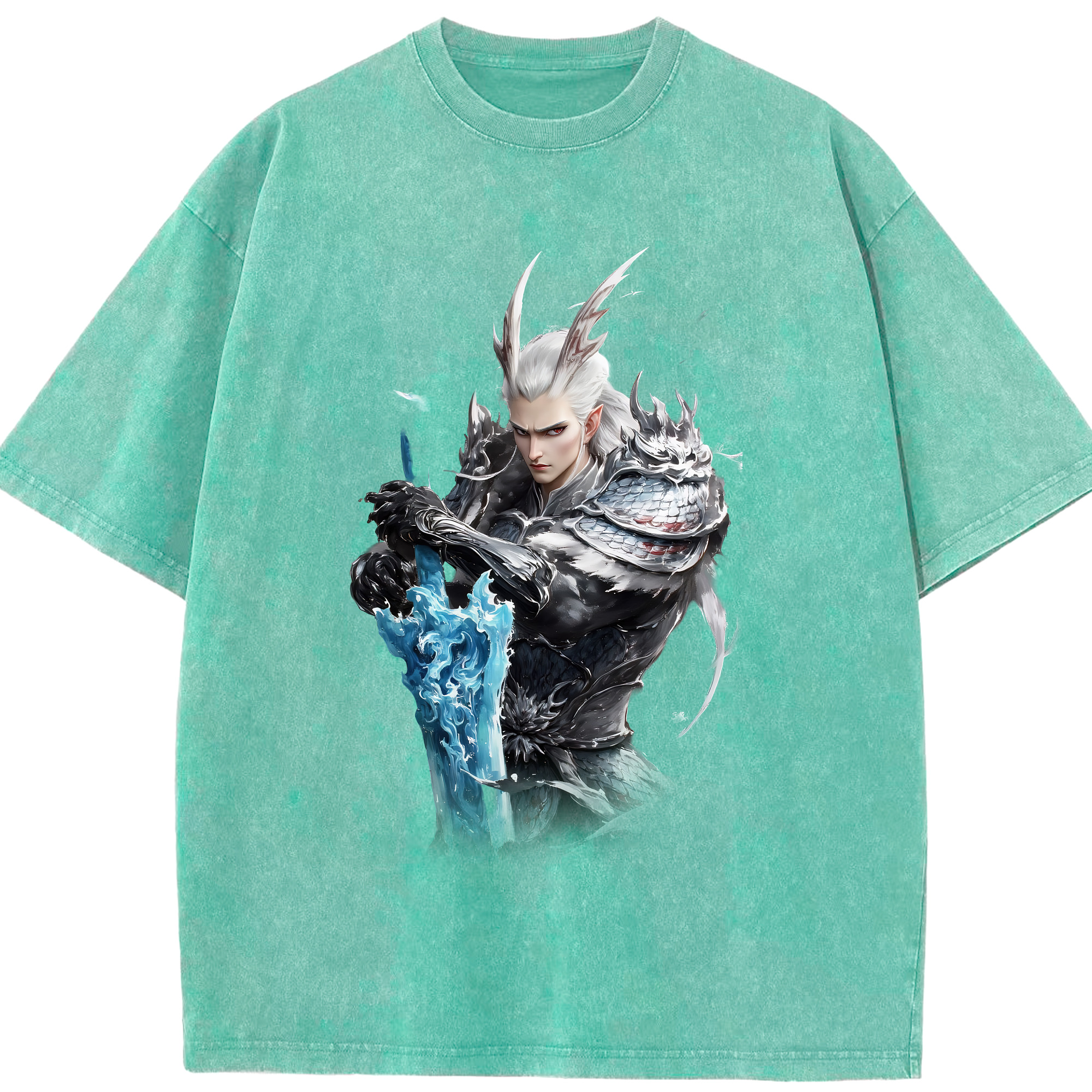 （画像用） Ne Zha 2 ナタ 魔童の大暴れ 綿100% ヴィンテージ風 半袖Tシャツ（フロントプリント）